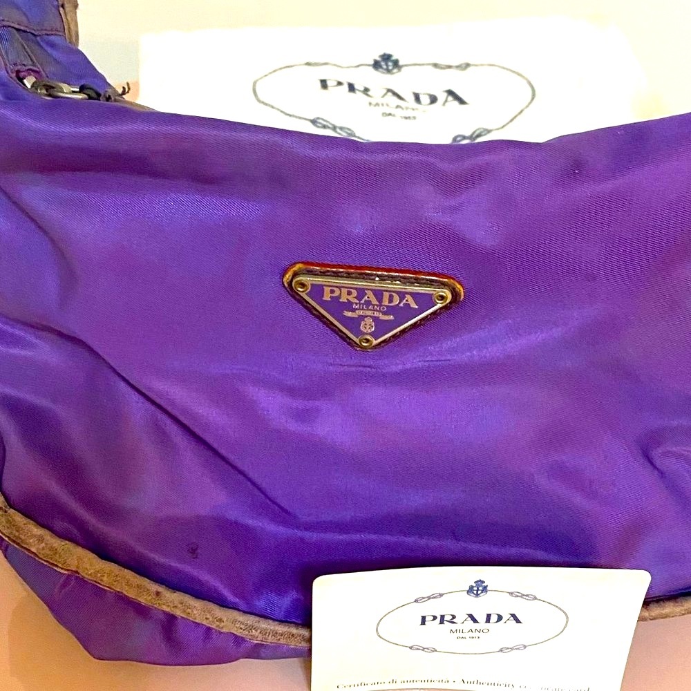 Vintage & Rare Purple Prada Tessuto Egg Fabric Bag - Picture 10 of 16